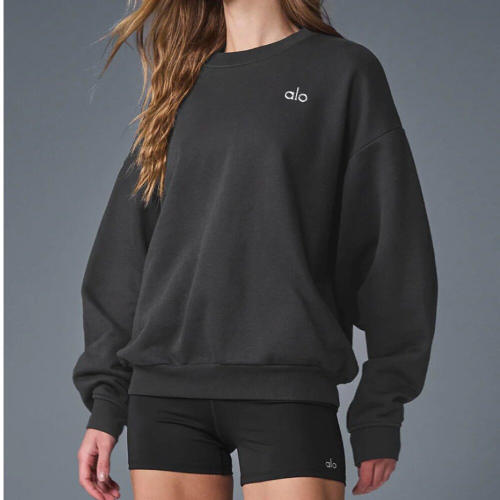 Alo Accolade Crew Neck Pullover Black - Size Medium